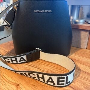 Michael Kors Black and Cream Messenger Bag